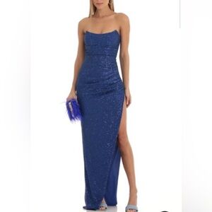 Lucy in the Sky Blue Sequin Prom Dress